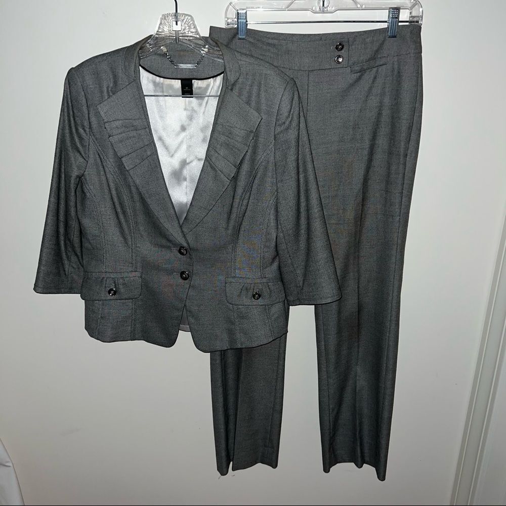 White House Black Market Lush Gray Modern Boot Cut Pants Suit